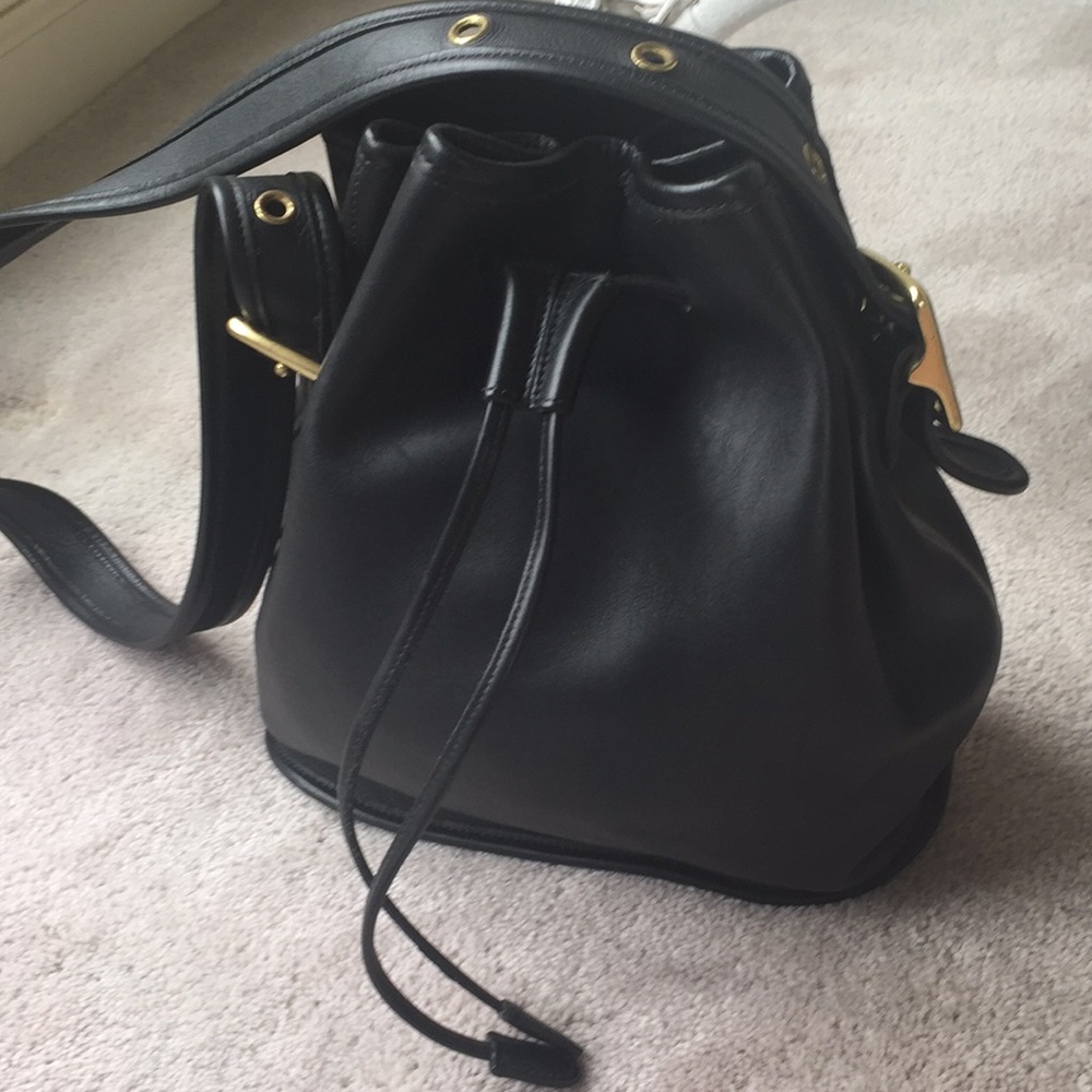 Coach Genuine Black Fine Leather Bucket Bag